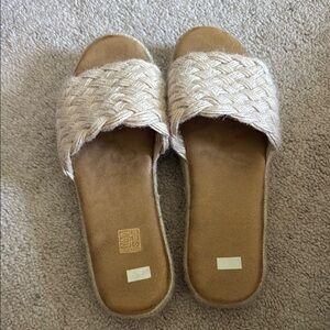 SHEIN Cream Woven Slide Sandals